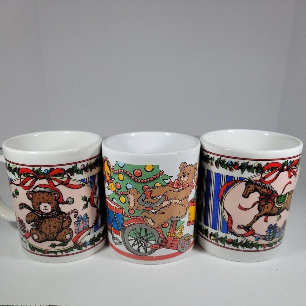 Sanyei Miyazaki Teddy Bear Lot Christmas Coffee/Tea Cup/Mug A1 Excellent